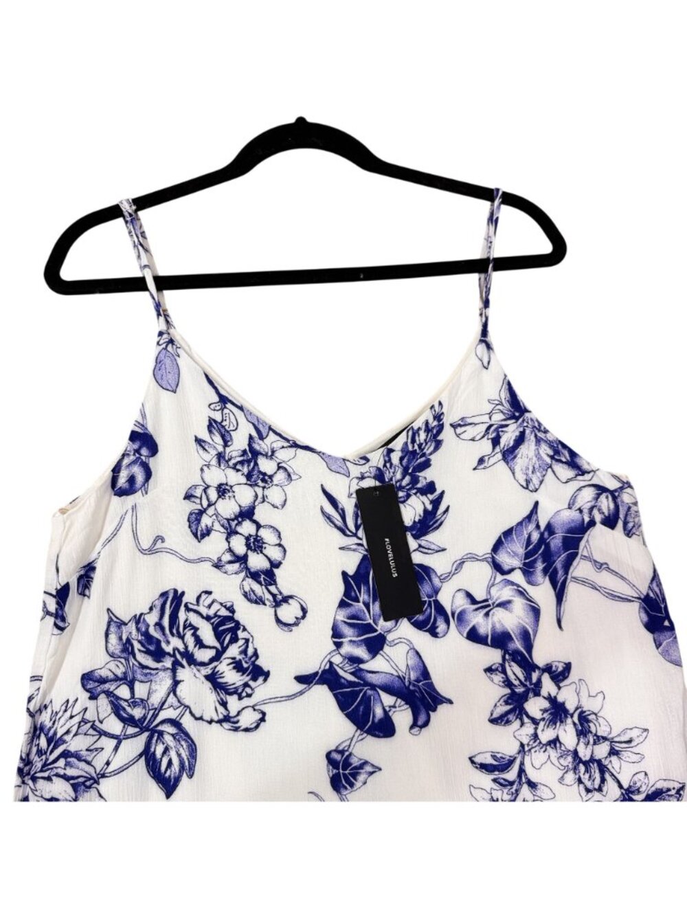 Lulus Women's Blue White Floral Ruffle Hem Mini Dress Sleeveless Size Small - Picture 3 of 8